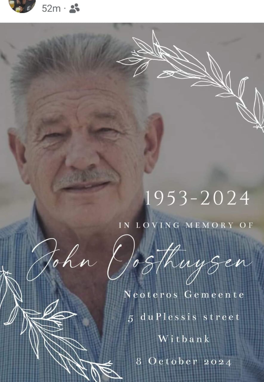 Press Release: In Memory of John Oosthuysen (1953–2024)